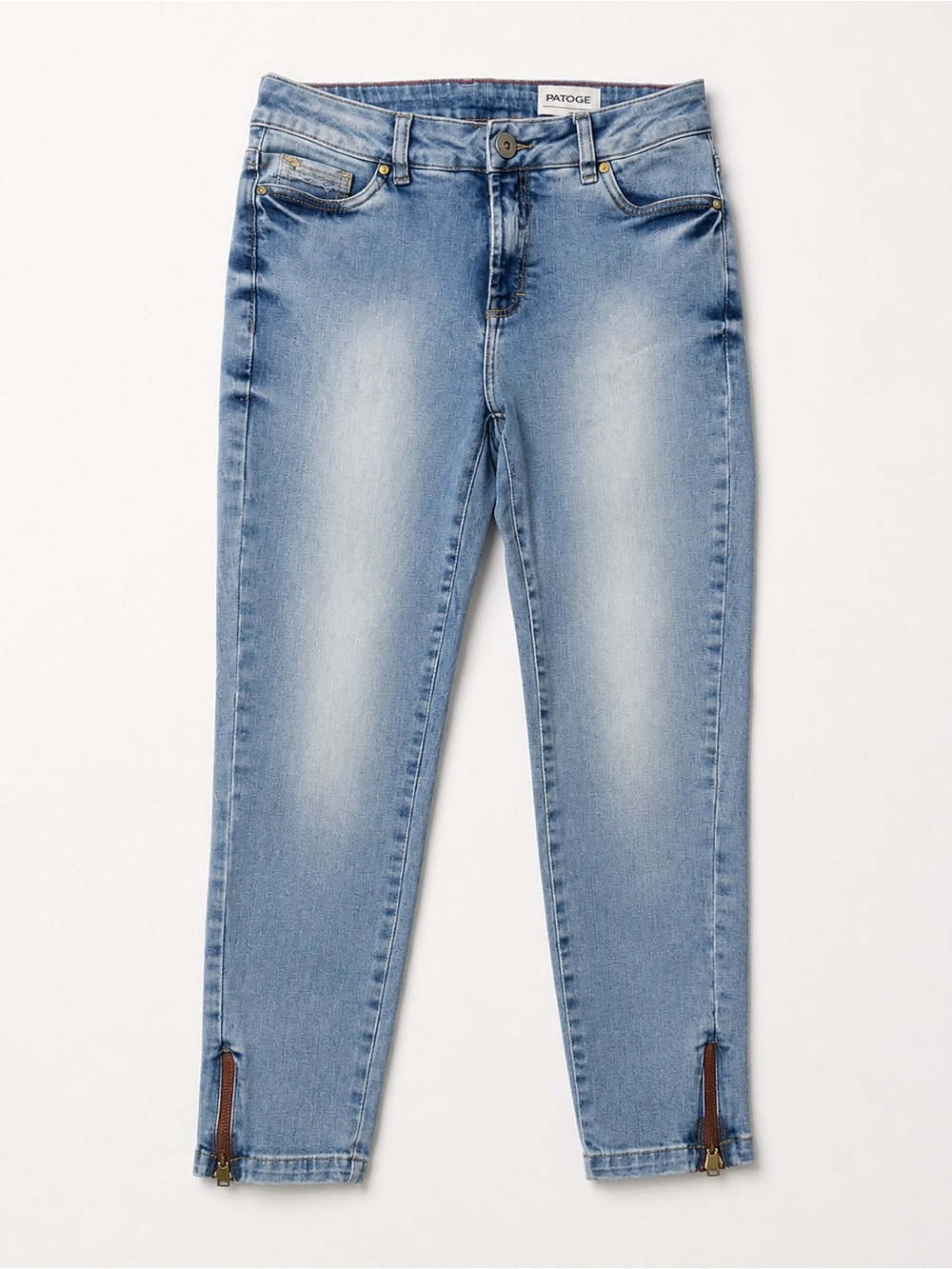 Patoge Jeans & Co Light Wash Ankle Zip Skinny Jeans Women's 42